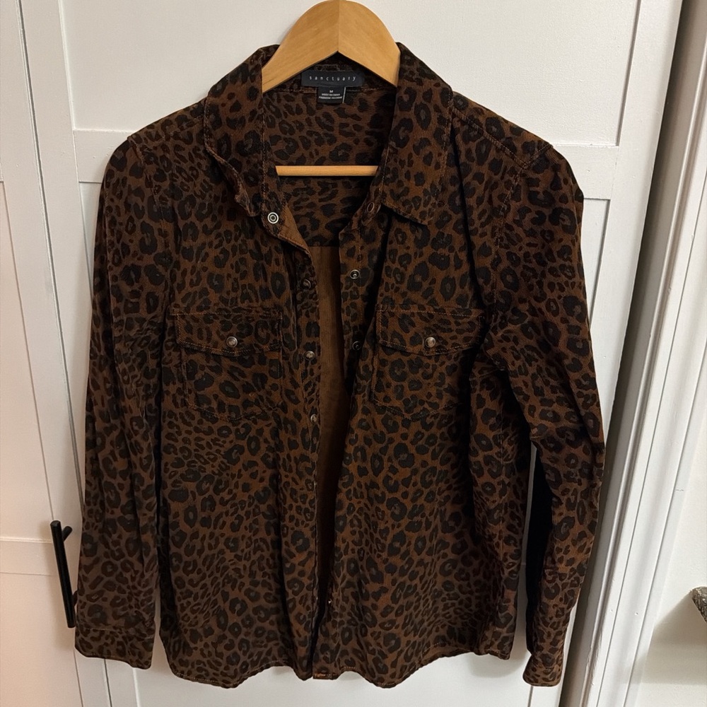 Sanctuary Brown Leopard Print Button Down Shirt - image 1